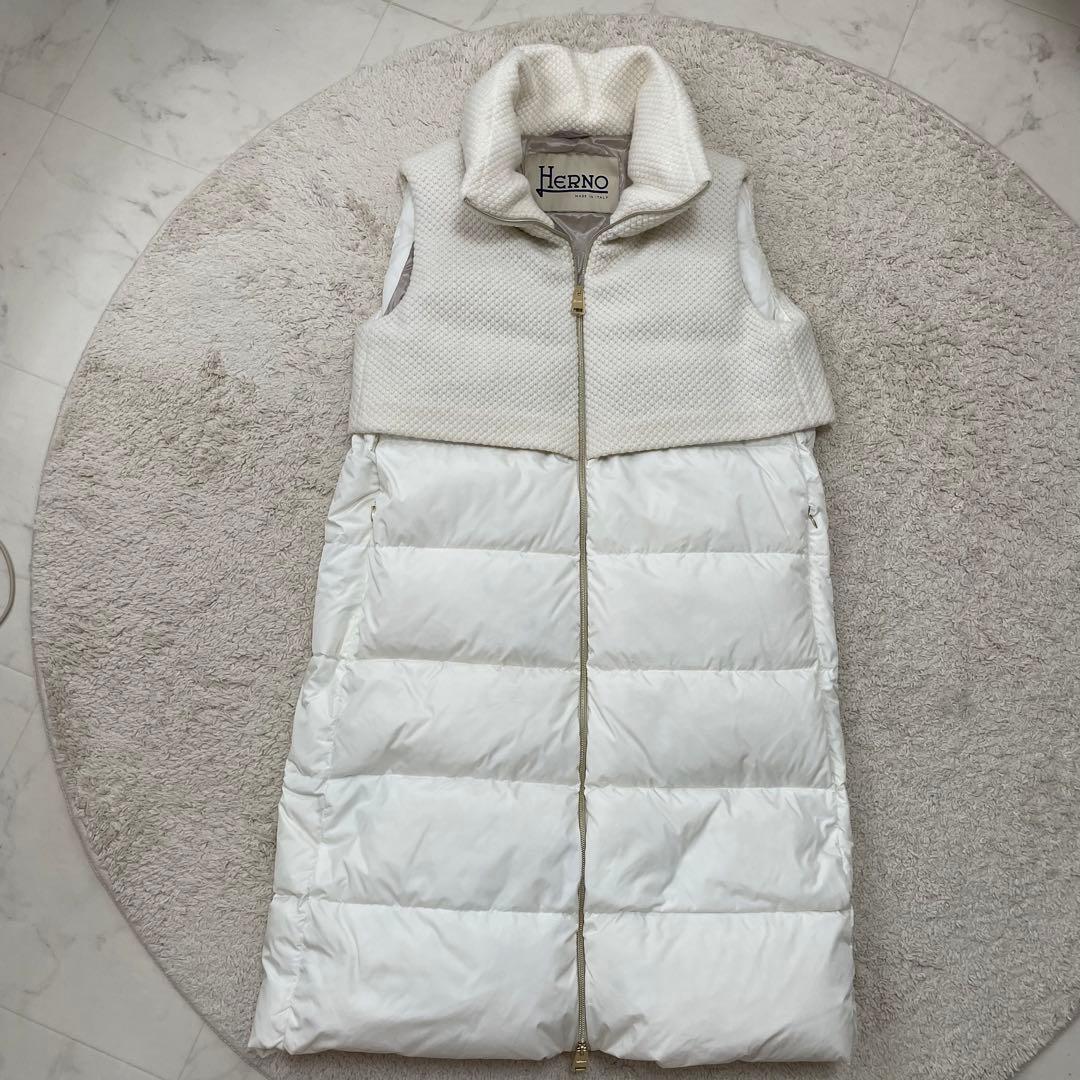 Herno ヘルノ　ロングダウンベスト　ホワイト　新品✨超お買い得❗️値下げ❗️