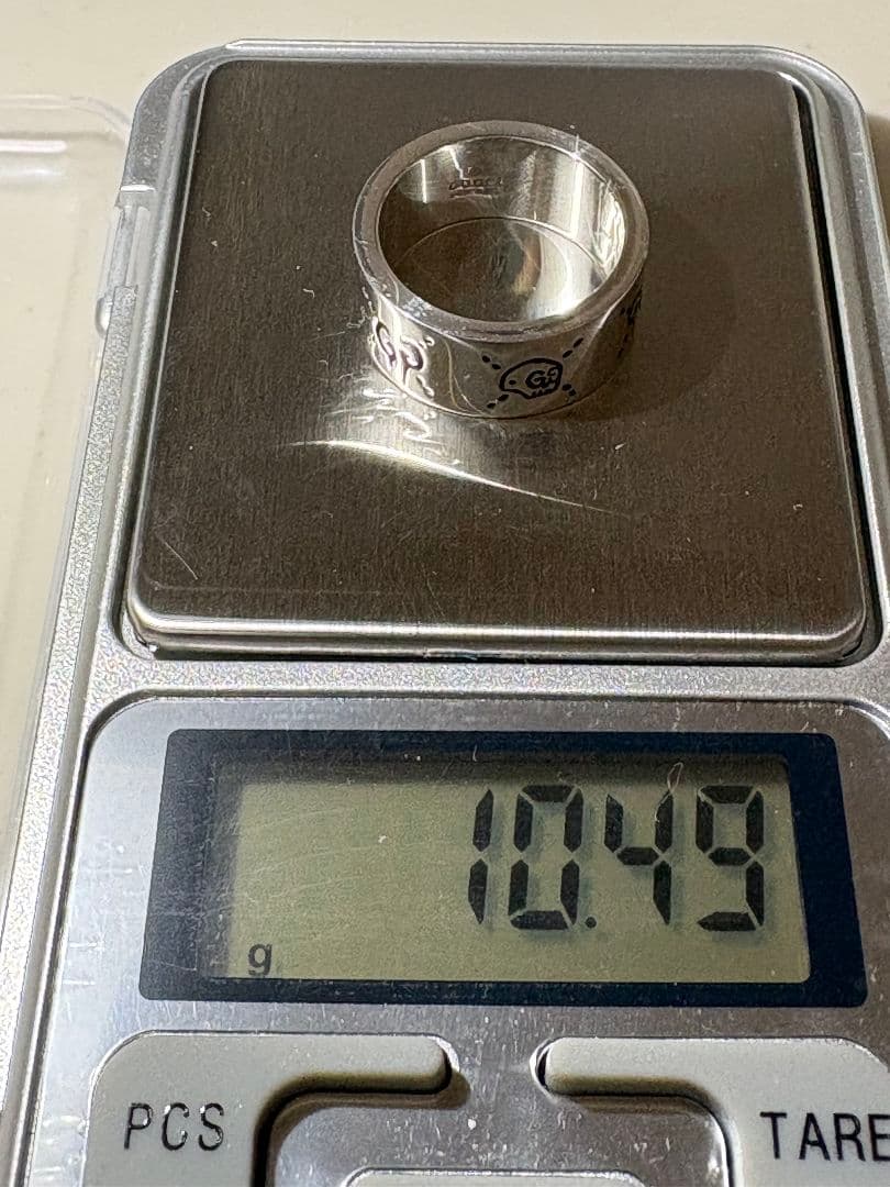 GUCCI ブランデッドG スカル ワイド 刻印サイズ:15号【箱/ポーチ付】
