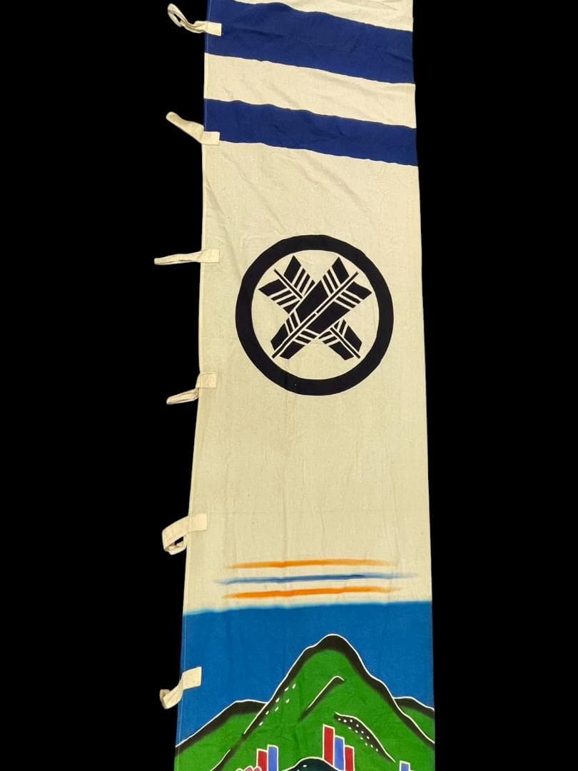 時代物 のぼり古布 布 木綿 武者絵 幟旗 侍 五月 670 x 85cm