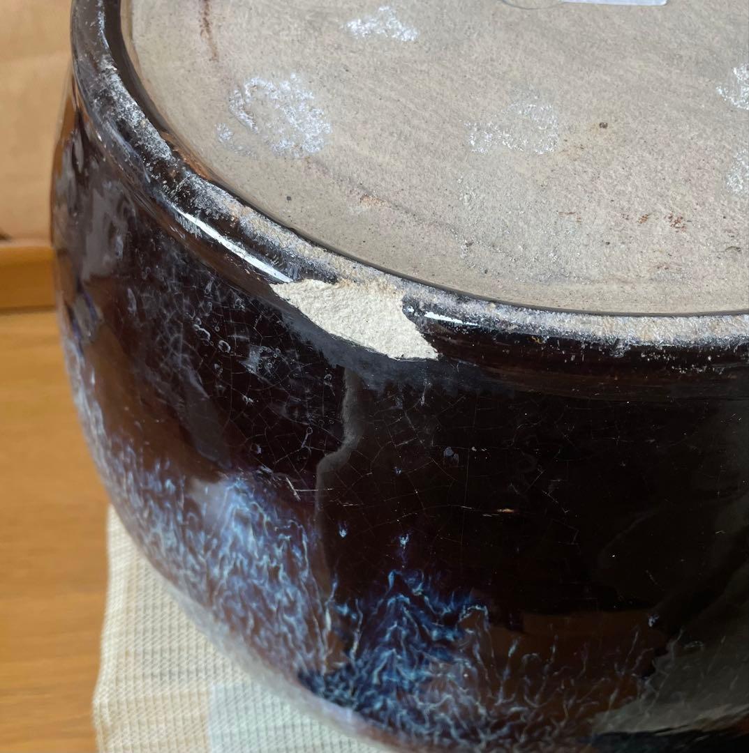 レトロ】火鉢　ガラス天板付きメダカ鉢　水蓮鉢昭和　骨董品　アンティーク中古品です