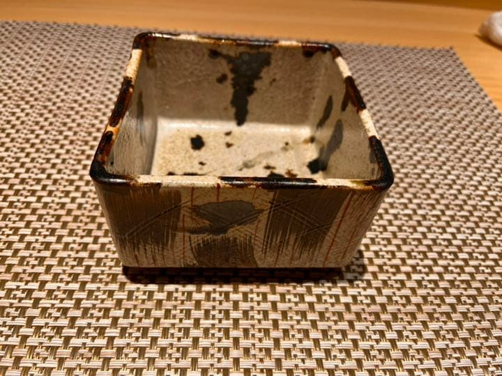 有田焼　渕錆刷毛朱ライン　角向付　業務用　10枚