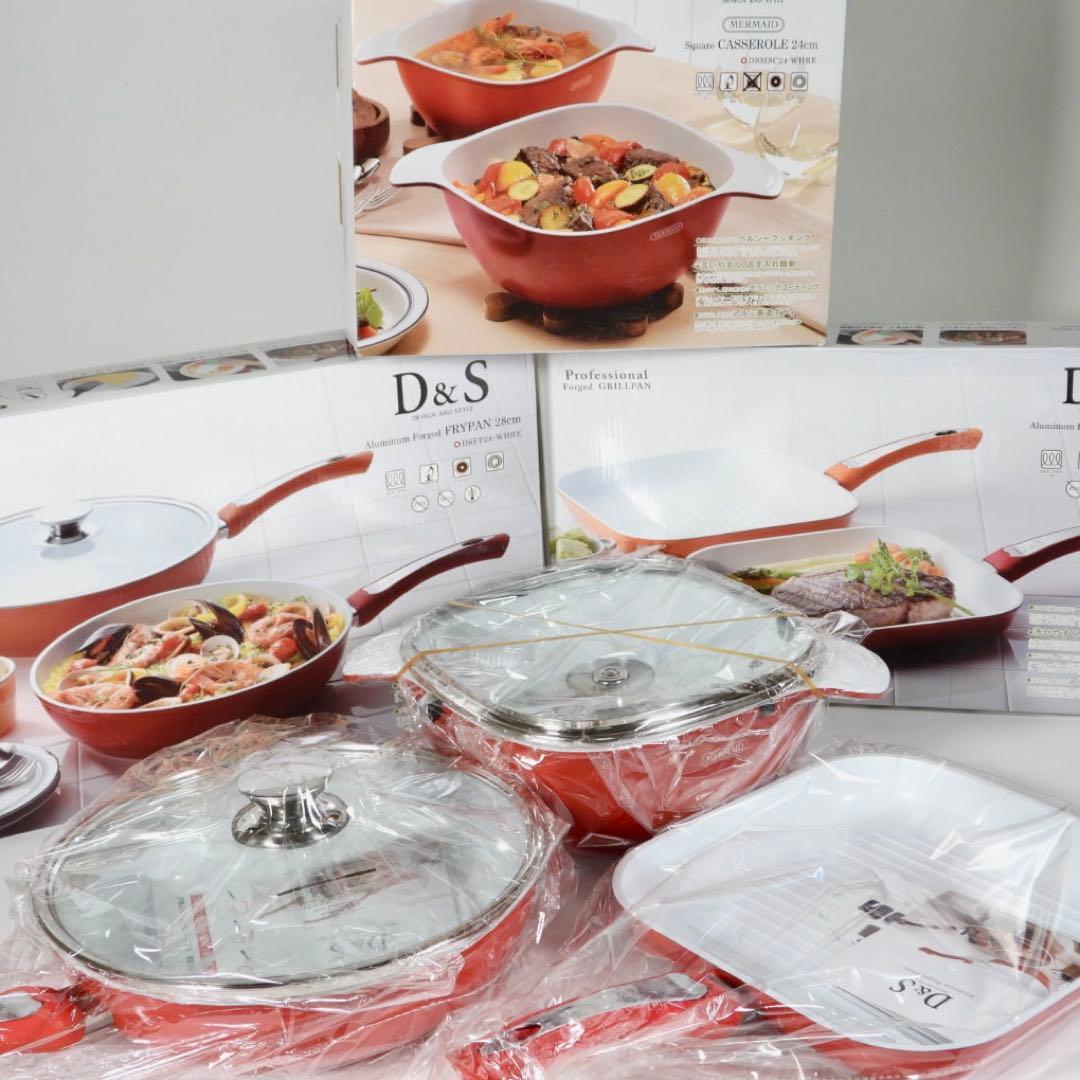 【新品未使用】D&S アルミフォージド グリルパン両手鍋 フライパン ３点セット