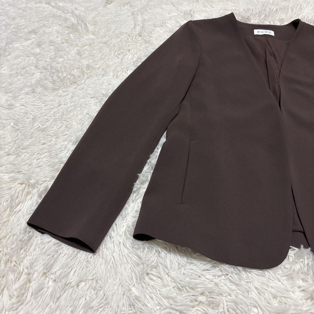【極美品】プラステ　セットアップ　ノーカラー　トリアセブレンド　ブラウン　L