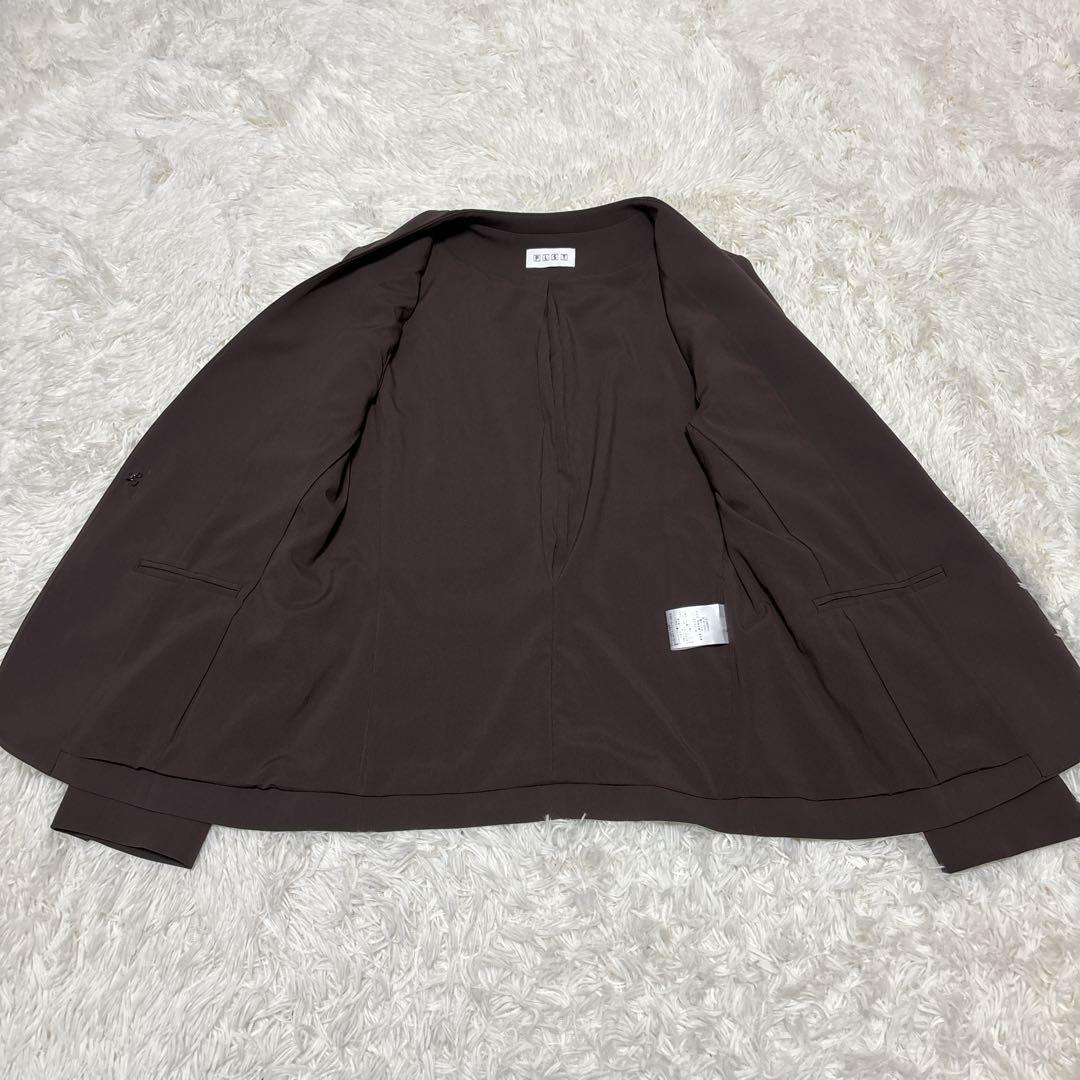 【極美品】プラステ　セットアップ　ノーカラー　トリアセブレンド　ブラウン　L