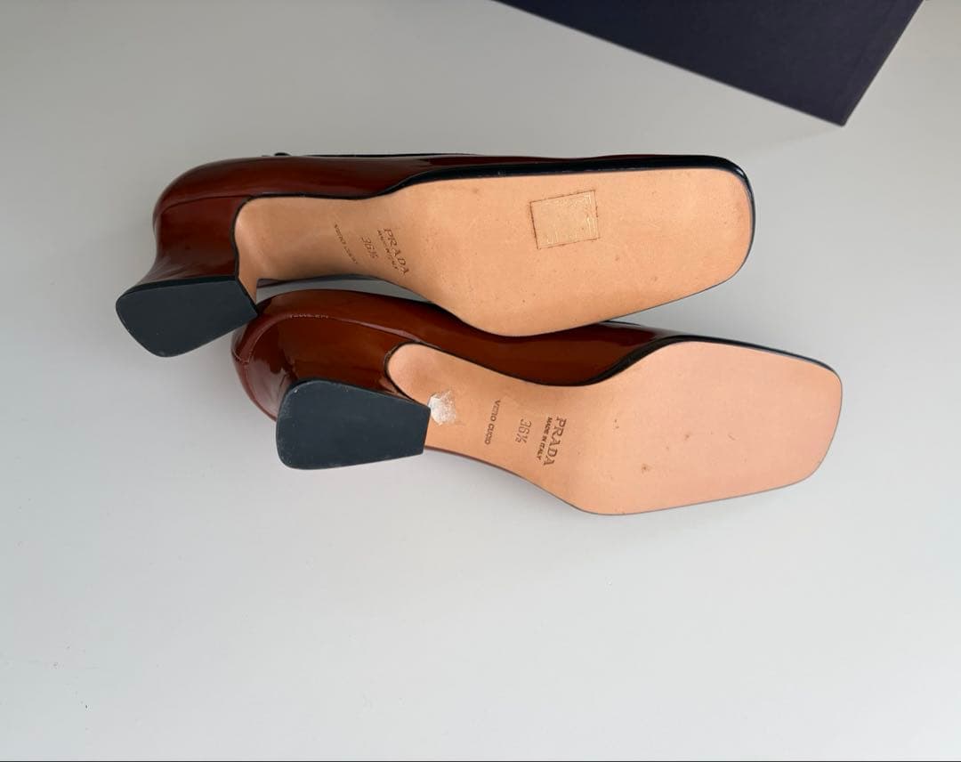 靴 Prada Patent Leather Strap Heels 36 1/2