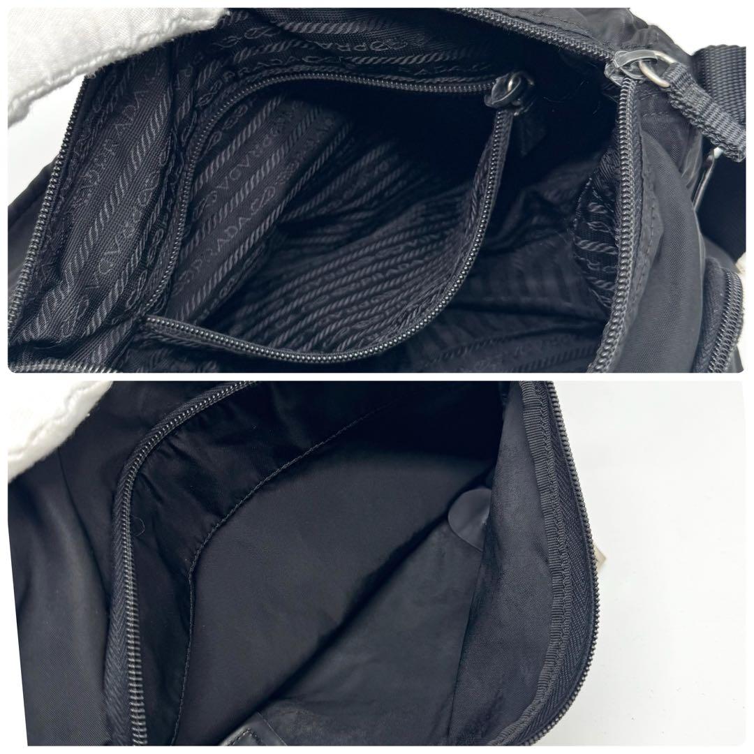 【美品】プラダ メッセンジャーバッグ ショルダーバッグ 斜め掛け 三角ロゴ 黒