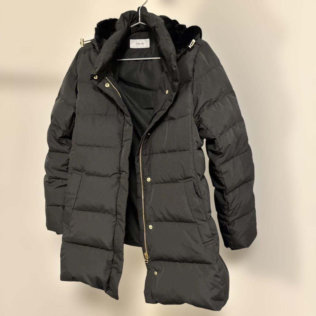 グローバルワーク ウツクシルエット 撥水 ダウン コート L ブラック