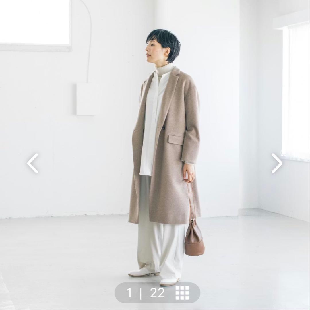 北欧暮らしの道具店　3WAYアレンジ襟のかろやかチェスターコート　ブラウン