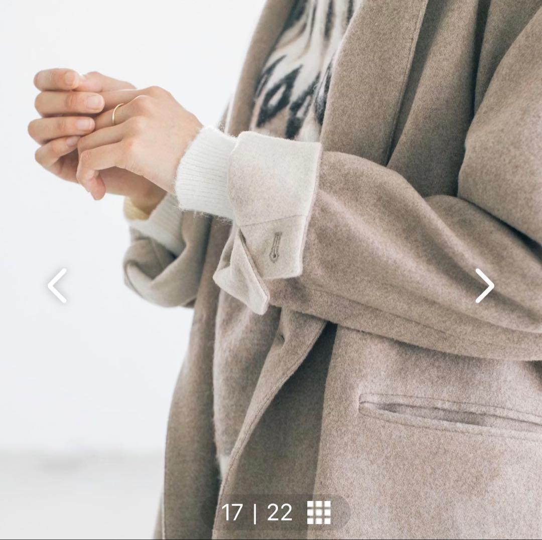 北欧暮らしの道具店　3WAYアレンジ襟のかろやかチェスターコート　ブラウン