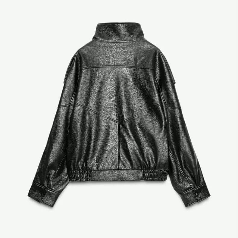 ZARAフェイクレザージャケット ブラック ハイネック XS