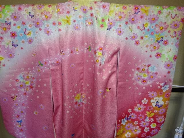 女児四つ身着物単品　pinkボカシ