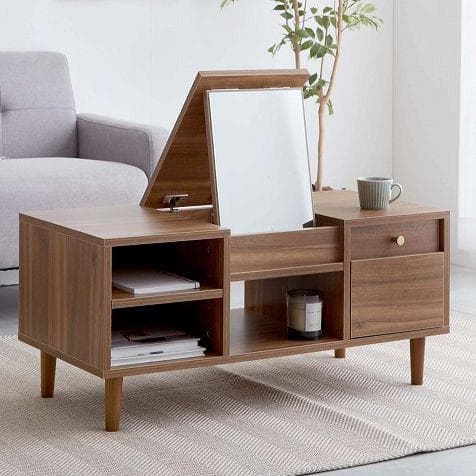 〇ドレッサーテーブル ブラウン スライドレール付き