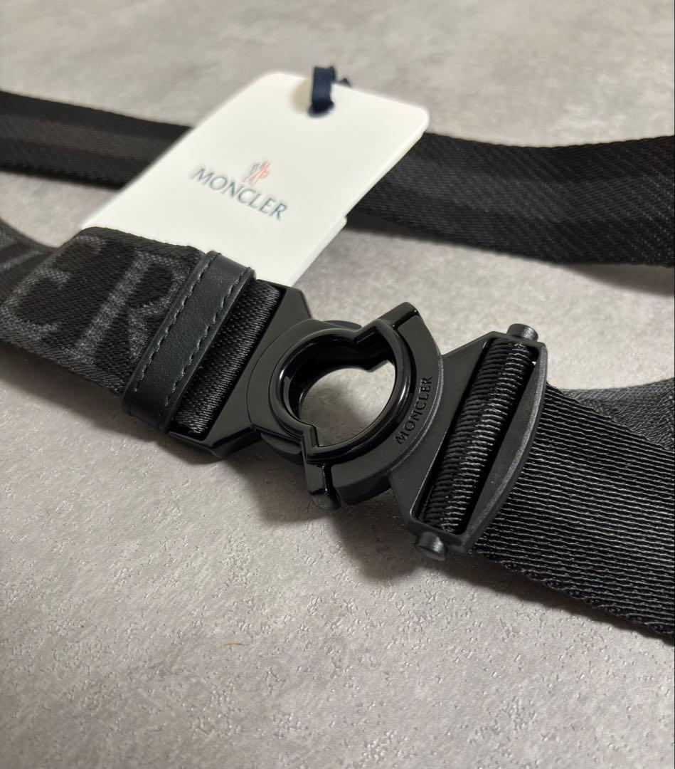 【新品】 MONCLER ロゴバックル ブラックナイロンベルト