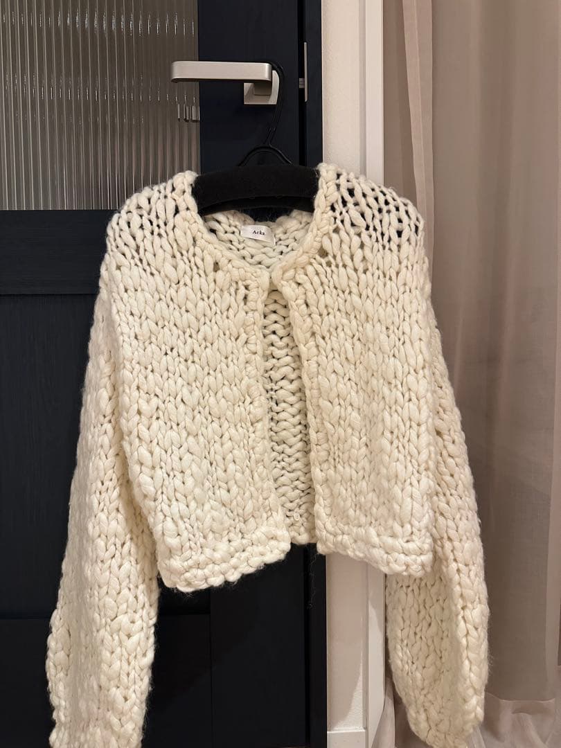トップス Acka. frill hand knit cardigan