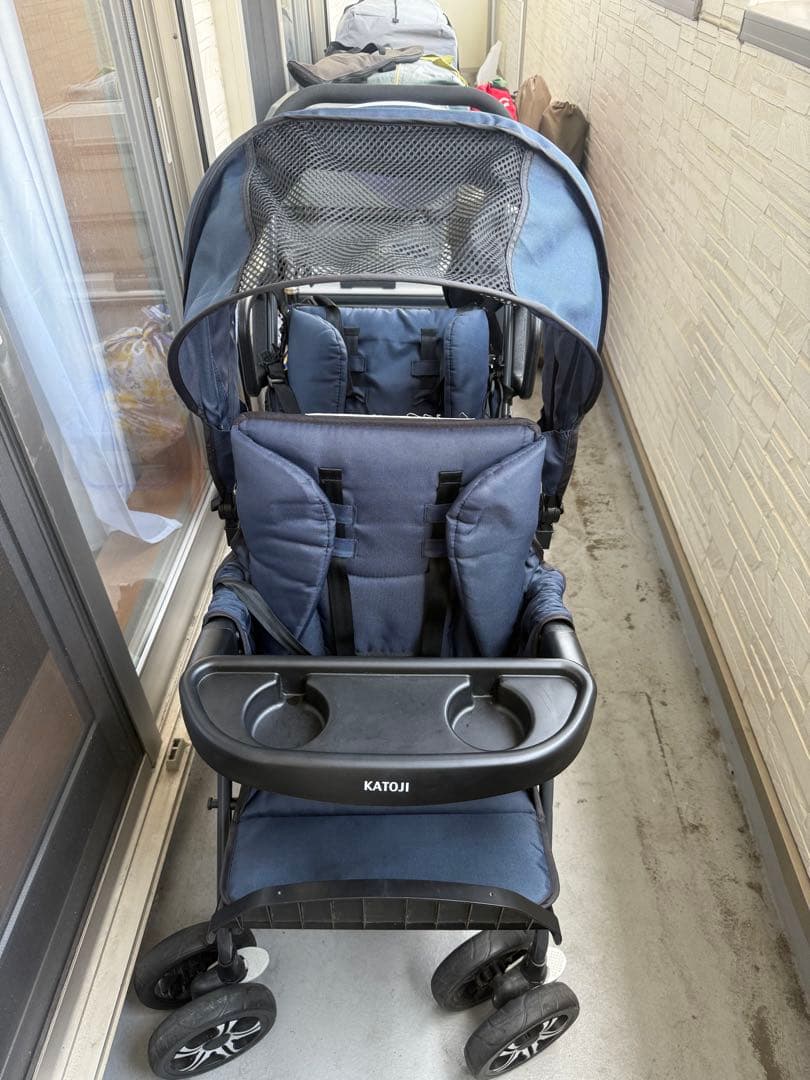 KATOJI ダブルベビーカー ネイビー