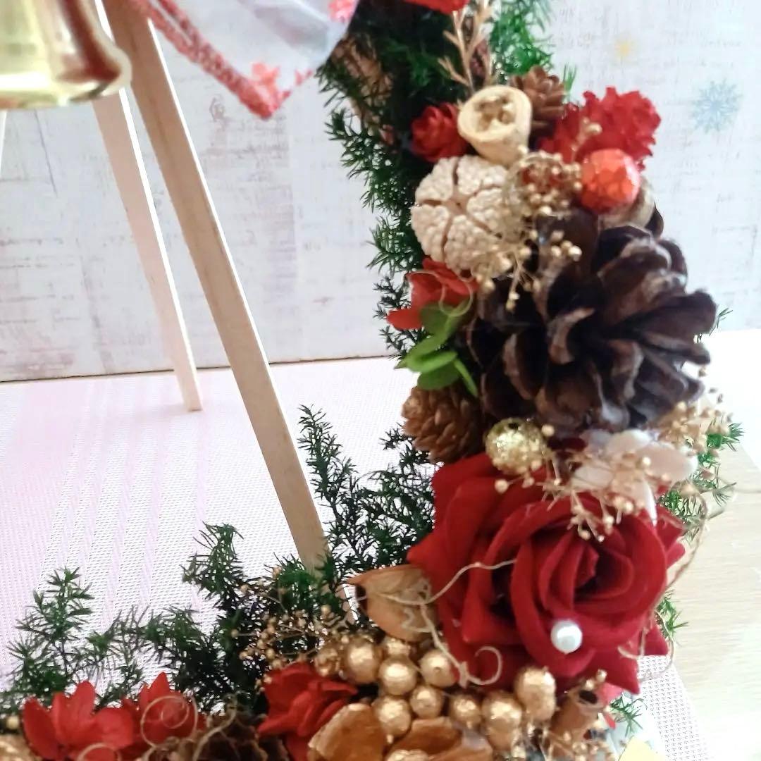 No127 どぉーんと大きめ❤︎赤バラと木の実のキラキラクリスマスリース