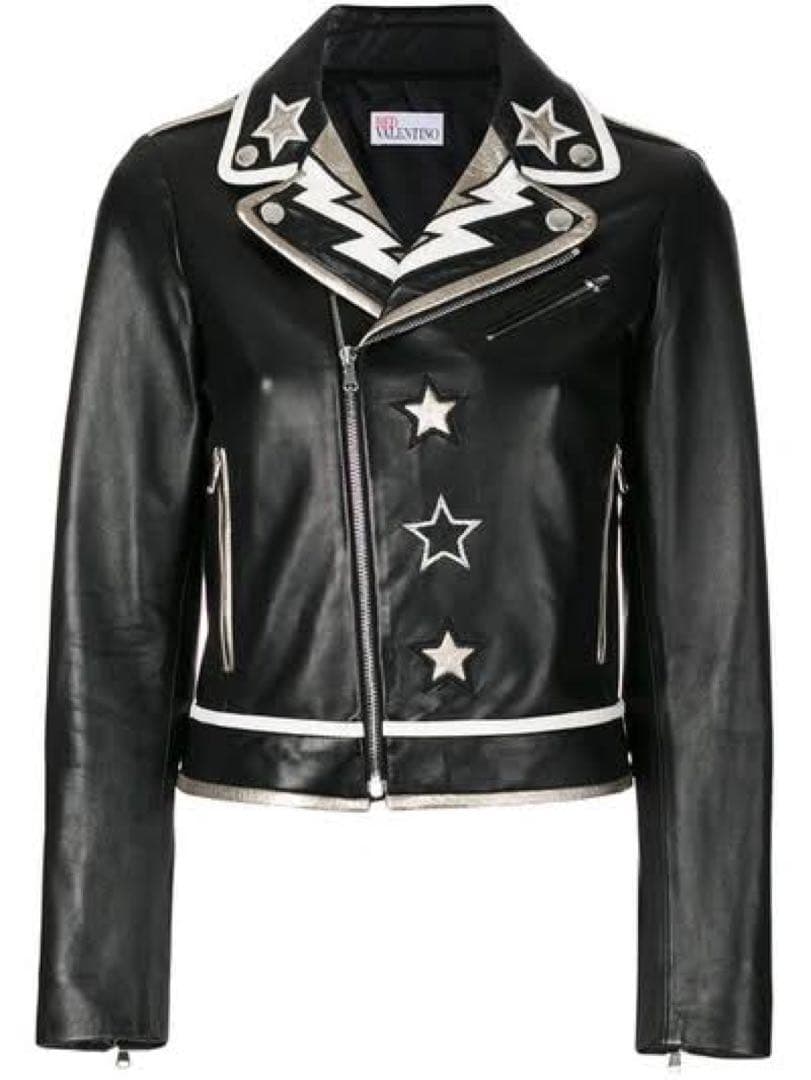RED VALENTINO ブラックレザー ライダースジャケット