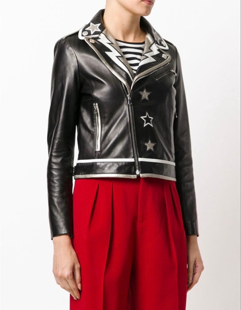 RED VALENTINO ブラックレザー ライダースジャケット