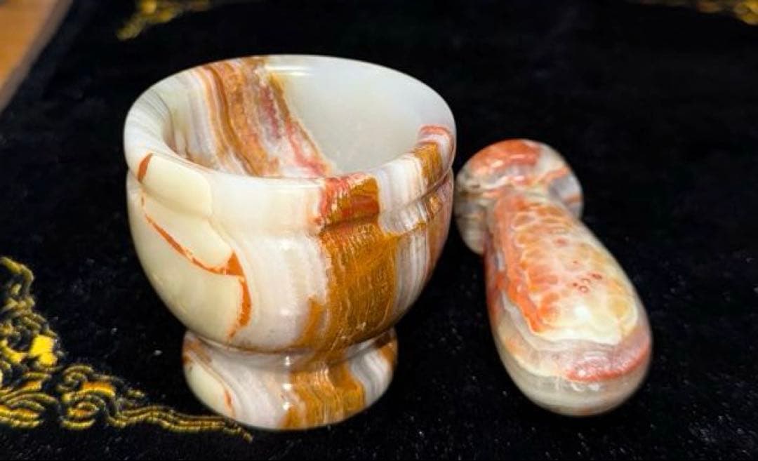 アフガニスタン産 アフガンジェイド オニックス 乳鉢乳棒 工芸品 オブジェ