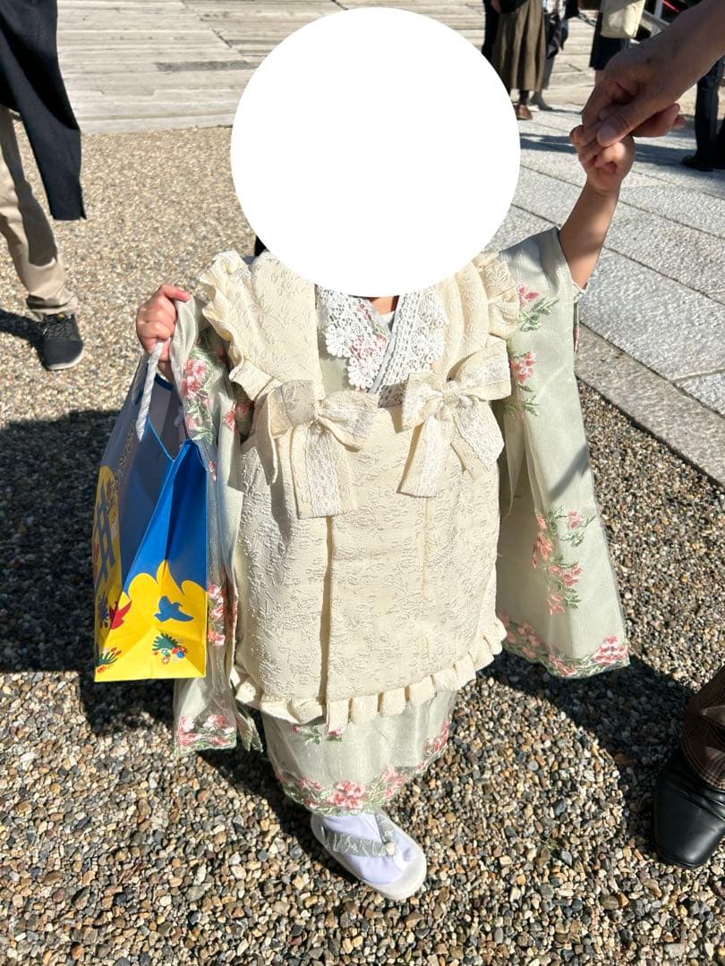 双子　七五三　キャサリンコテージ花柄レース着物　着画あり　100cm