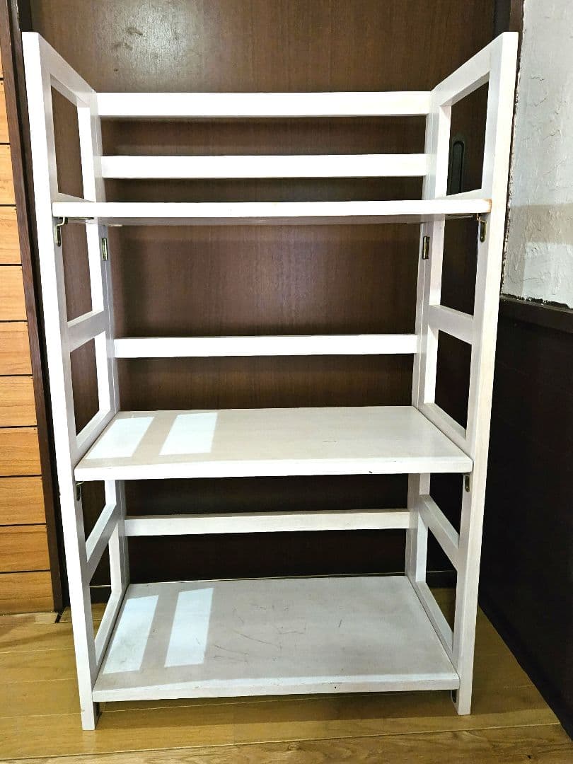 希少/女性でも簡単/パッと折り畳み/棚/ホワイト3段/イベント什器/引っ越し楽々