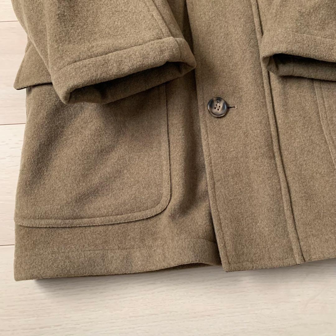 美品　LONGHI ウール　カシミヤ　ハーフコート　イタリア製　レザー　48