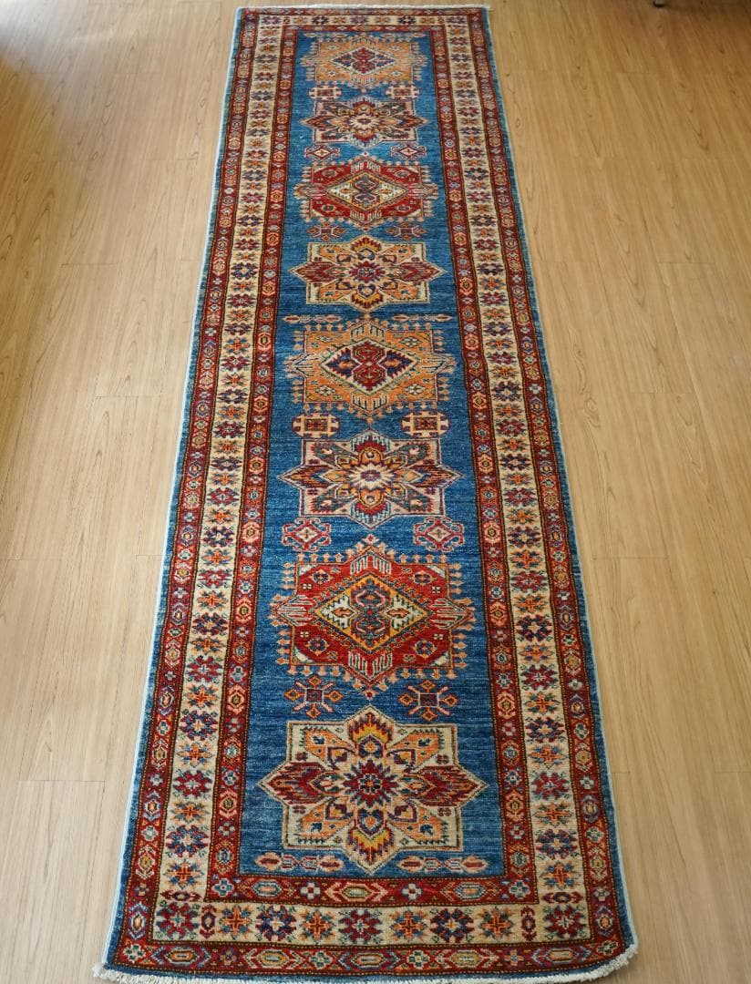 アフガニスタン手織りガズニウールラグ 　ペルシャ ランナー　299×82cm