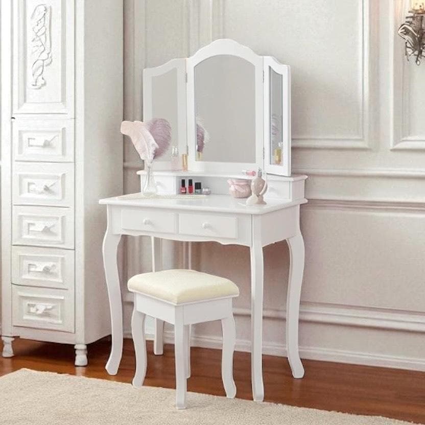 【新品】三面鏡ドレッサー スツール付き　アンティーク 調 猫脚 アウトレット