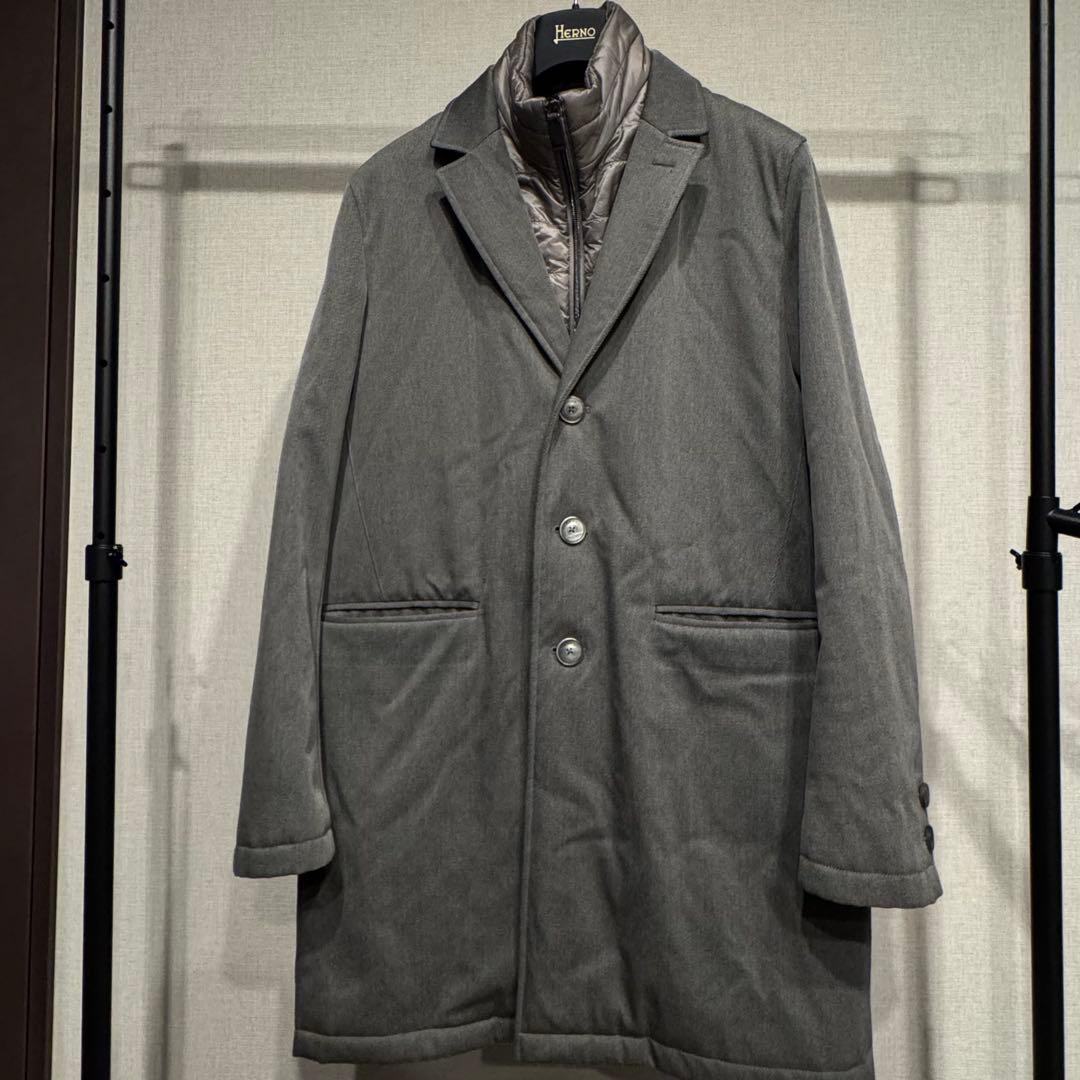 Herno グレー チェスターコート ダウンライナー付き