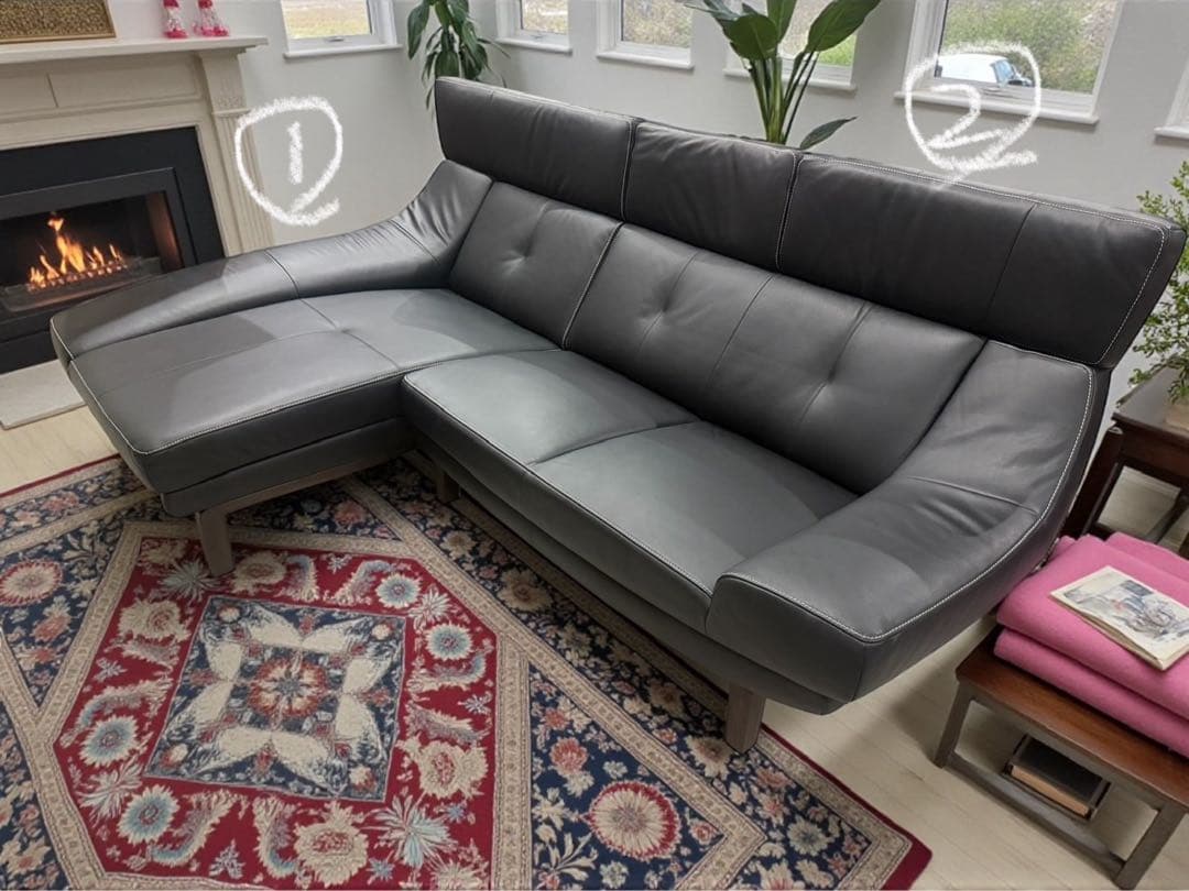 ♢【ほぼ未使用】②カリモク ZU46 左肘2人掛けソファ