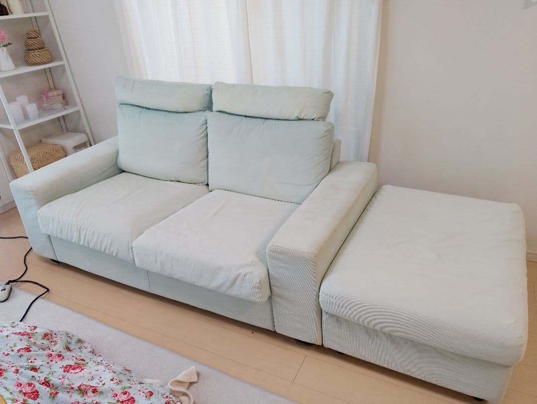 IKEA VEMLE マーラライトブルー　 ソファセット 2人掛け オットマン