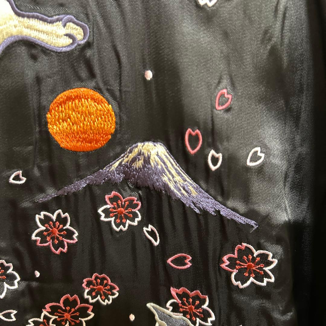 新品　ちきりや　M スカジャン　刺繍　ブラック　リバーシブル