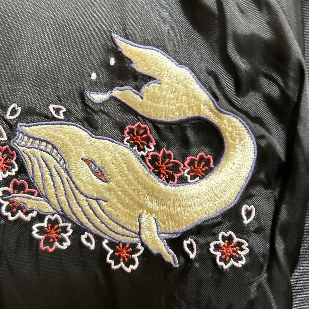 新品　ちきりや　M スカジャン　刺繍　ブラック　リバーシブル
