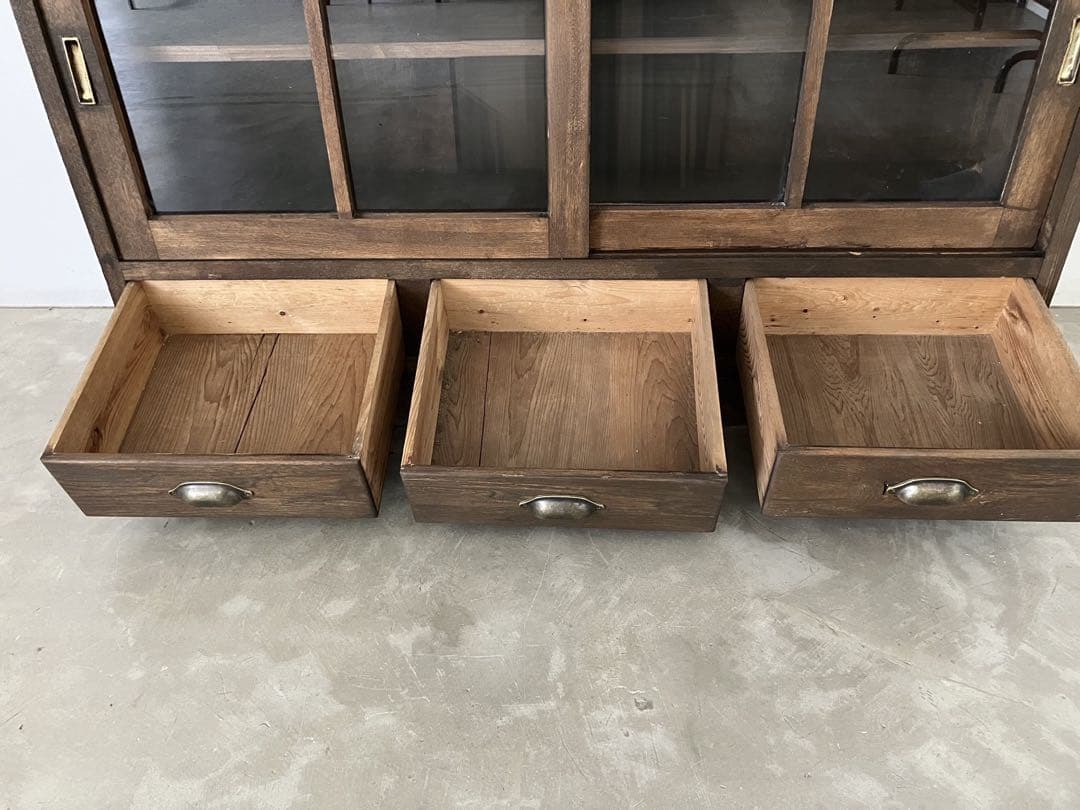 レトロ　ヴィンテージ　古家具　古道具　収納棚　食器棚　シェルフ　ガラス棚