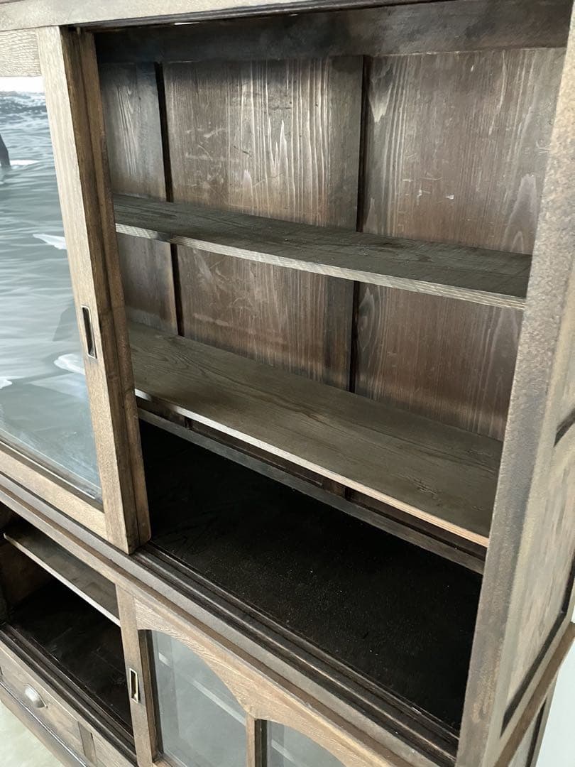 レトロ　ヴィンテージ　古家具　古道具　収納棚　食器棚　シェルフ　ガラス棚