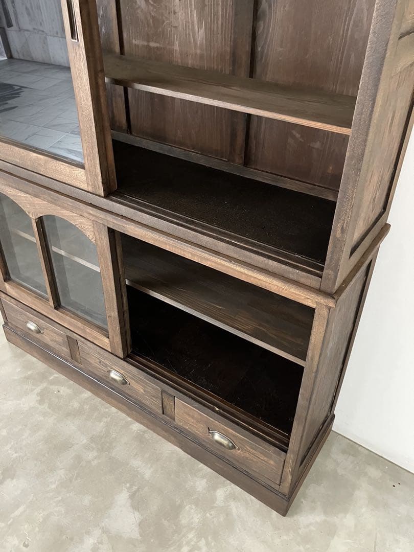 レトロ　ヴィンテージ　古家具　古道具　収納棚　食器棚　シェルフ　ガラス棚