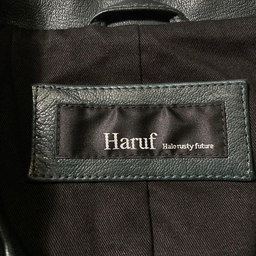 Haruf ゴートレザー Pコート ダブルブレスト　紺　XL