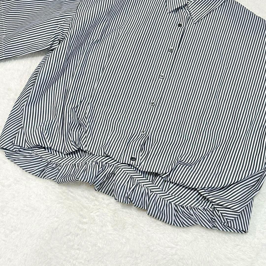 25SS 極美品✨ミズイロインド ストライプハーフスリーブバルーンシャツ 半袖