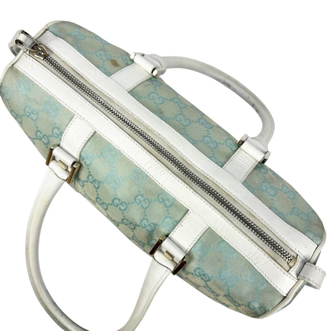 【希少色】GUCCI グッチ GGキャンバス ミニボストンバッグ 肩掛け 水色