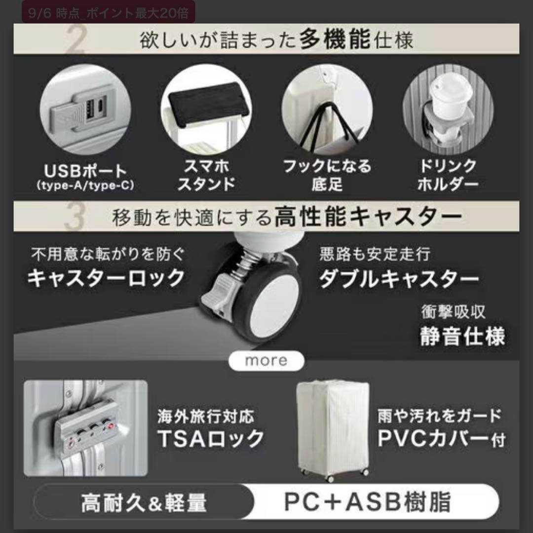 新品未使用！キャリーケース頑丈アルミフレーム！カラーブラック