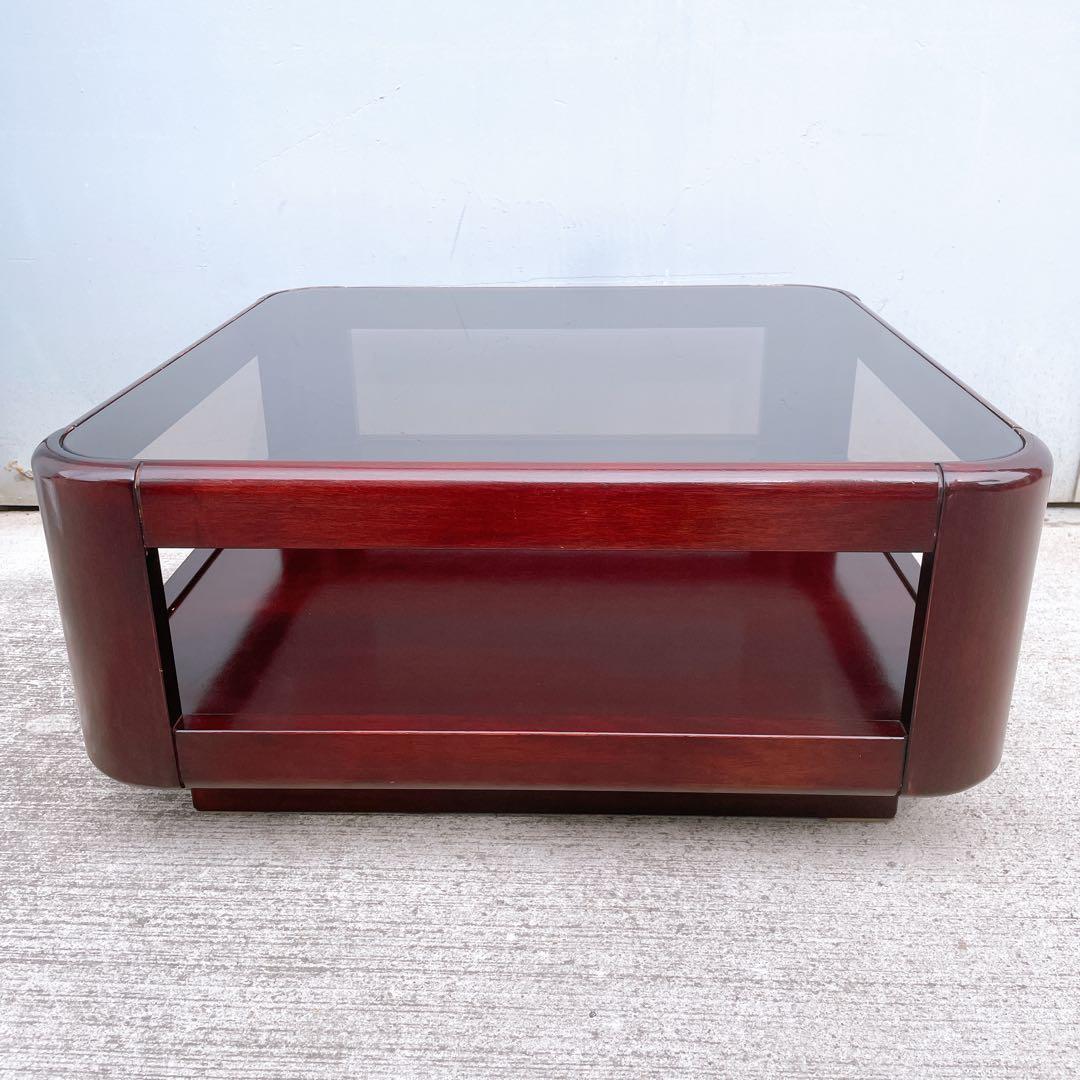 【美品】ビンテージ ナガノインテリア スクエアガラステーブル 稀少デザイン
