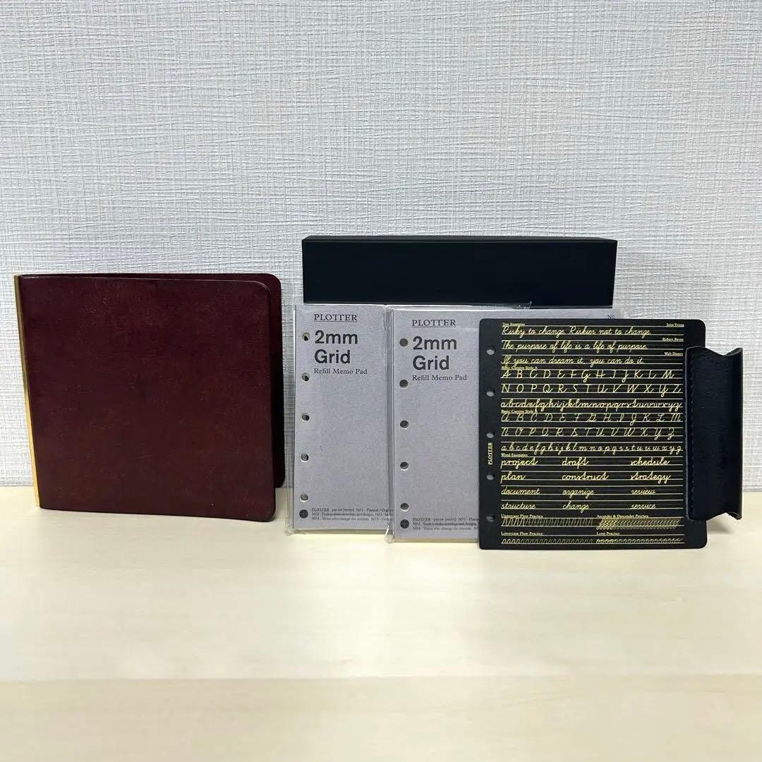 日本製 plotter ミニ5スクエアサイズ（5穴） ワイン リフィルセット