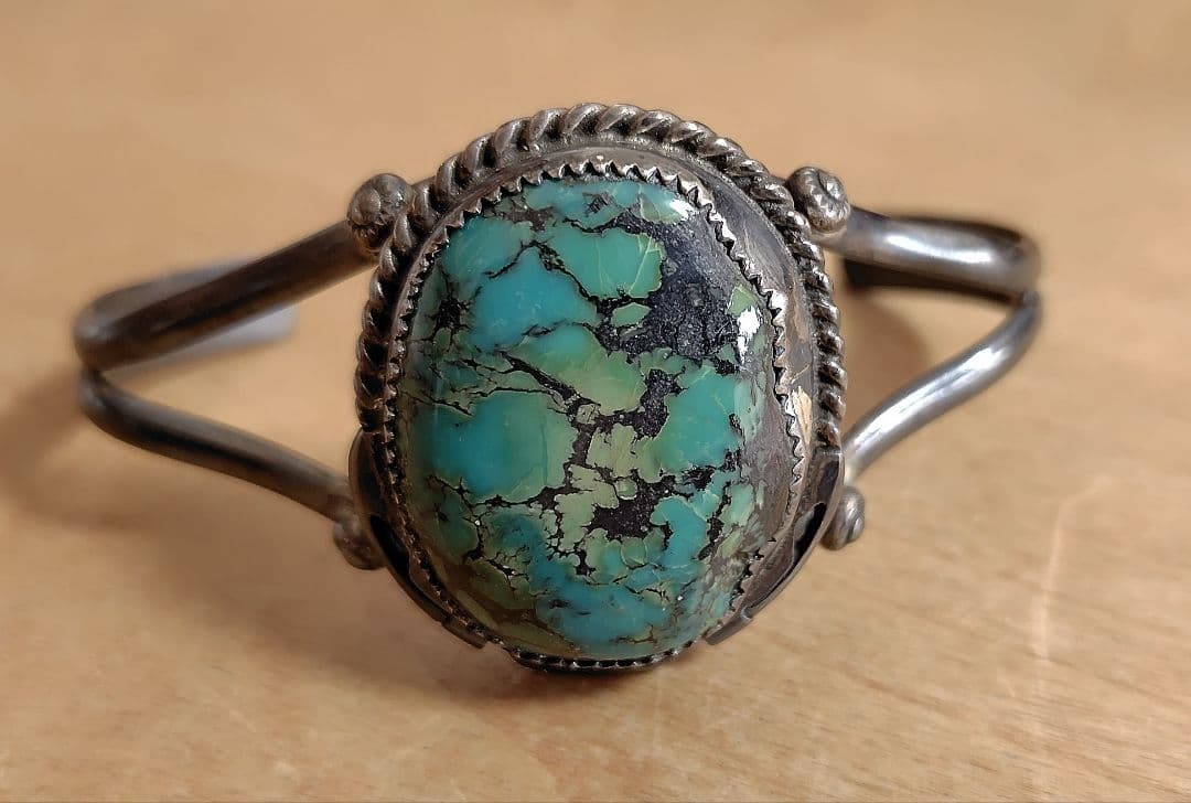 グリーンターコイズ　シルバーバングル