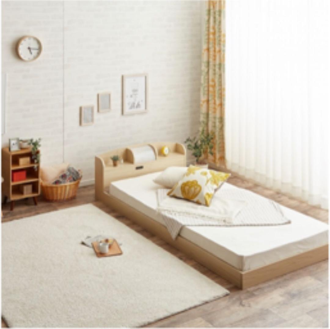 【新品・送料無料】大人気 ライト付きローベッド[フロアベッド]