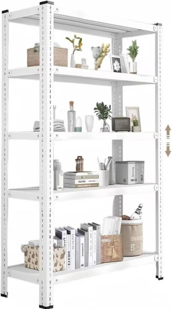 スチールラック オープンシェルフ 幅90 奥行40 5段 ホワイト 高さ180