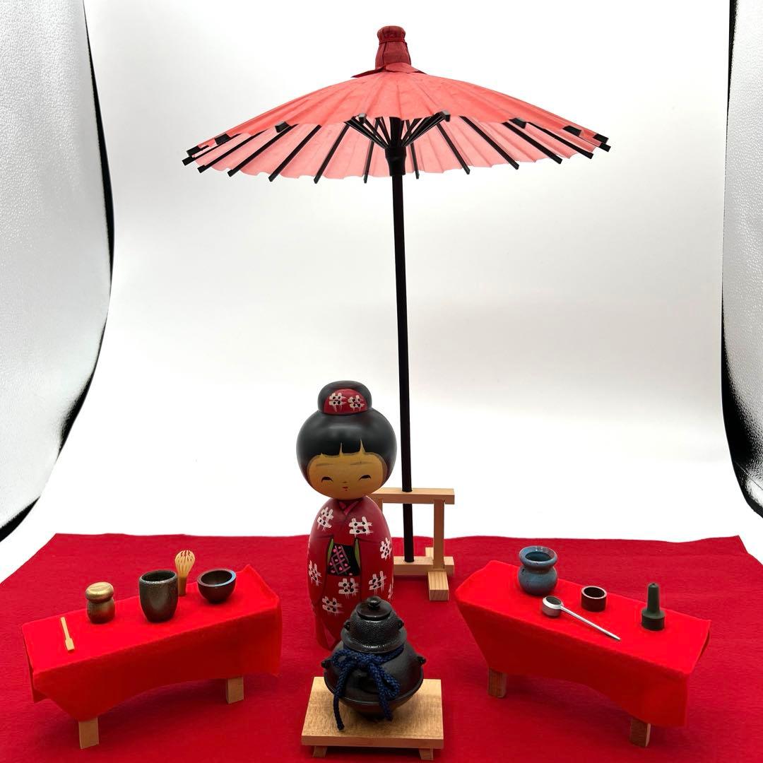 桃の節句　伝統的な茶器 近代こけし　野立セット　野点セット