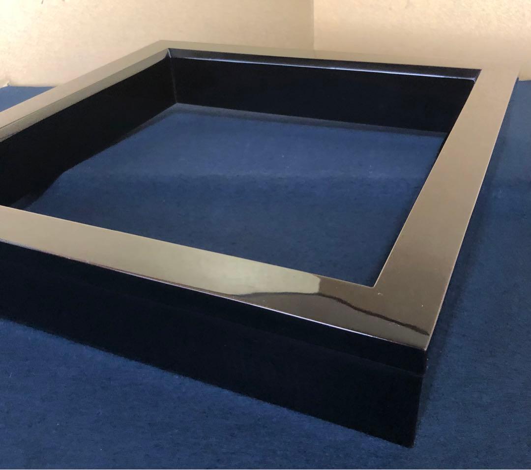 《R》茶道具 輪島塗 黒真塗 炉縁 塗師 静峰 証紙 共箱 260209け1