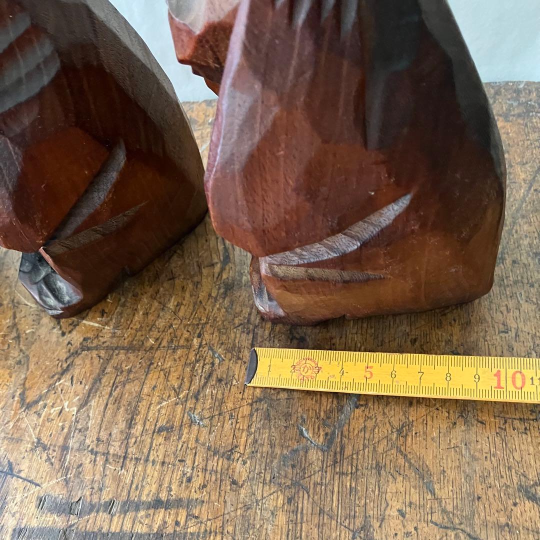 木製 三猿 彫刻 木彫り　サル　昭和レトロ　ビンテージ　骨董　アンティーク　置物