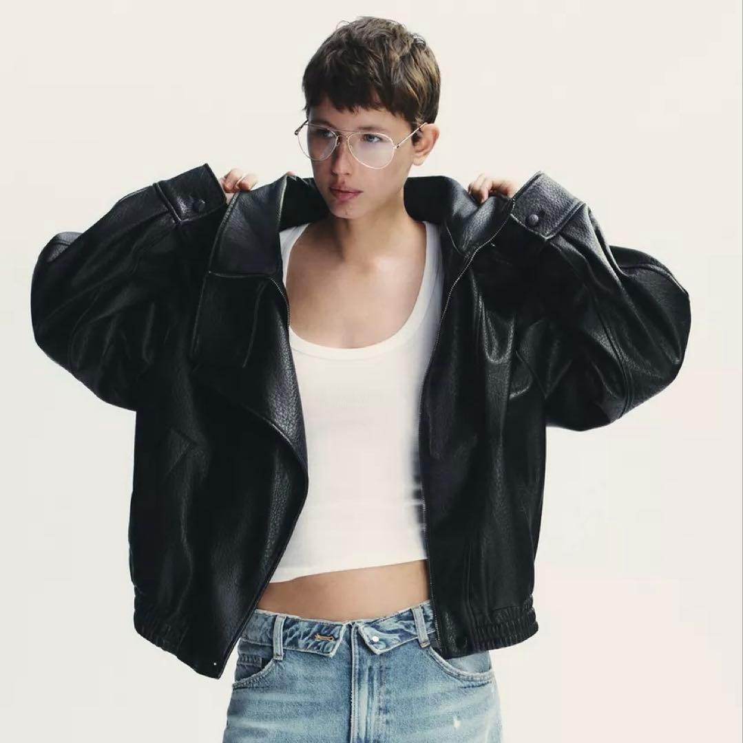 ZARA フェイクレザージャケット　Mサイズ　黒