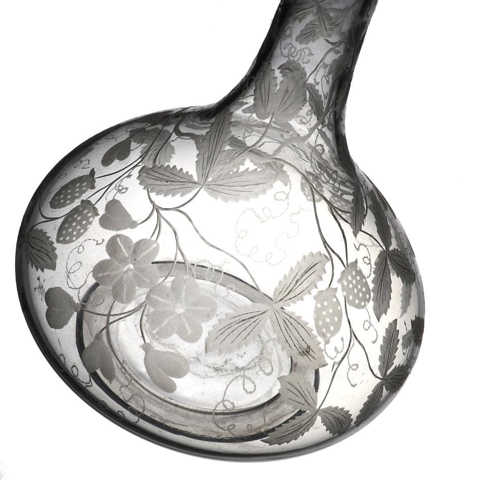 オールド・バカラ 金彩 大型 苺文 デカンタ 30cm グラヴュール カラフェ